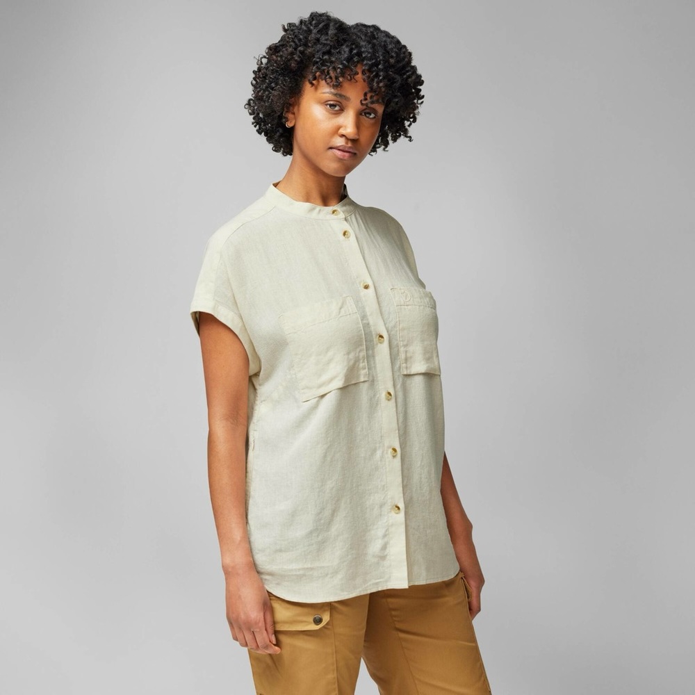 Fjällräven Övik Hemp SS Relaxed Fit Women’s Large Blue Button-Up Shirt - Picture 6 of 10